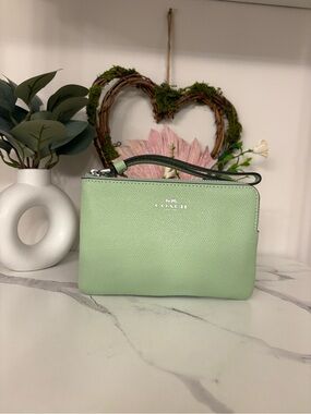 Coach Mint Green Safiano Leather Wristlet